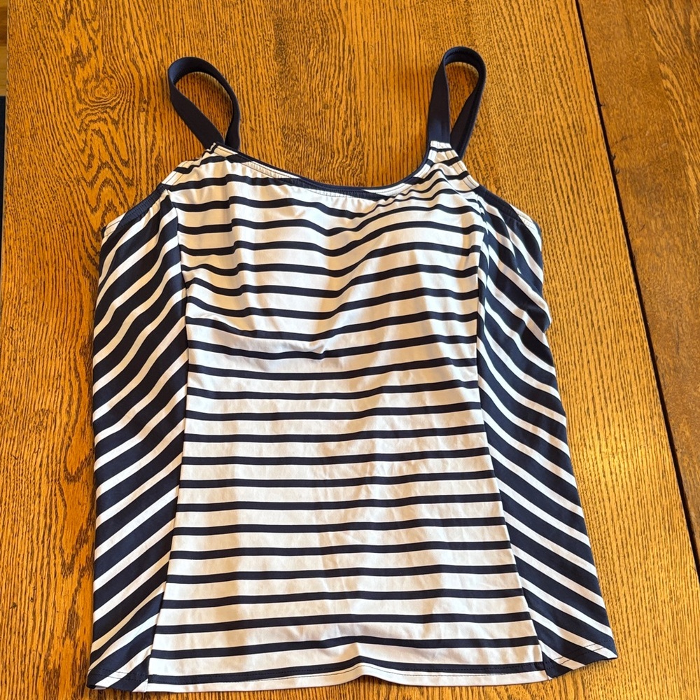 Lands' End Navy and White Striped Swim Camisole